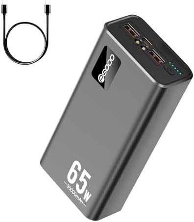 PSOOO 50000mAh Power Bank 65W, Portable Charger,External Battery Pack for Outdoor Camping, Home & Office. Emergency Back-up Power for Smartphones, Tablets and Laptop : Cell Phones & Accessories