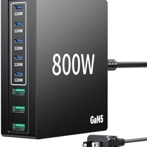 880W USB C Charger Block Charging Station 8 Port Fast Chager 140W PD PPS AVS HUB Laptop MacBook Charger Compatible with All iPhone 17 Pro Max/17 Air/16 SE/Samsung Galaxy 25/ MacBook Pro/Air/iPad Pro : Cell Phones & Accessories