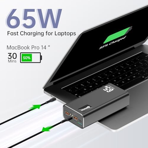 PSOOO 50000mAh Power Bank 65W, Portable Charger,External Battery Pack for Outdoor Camping, Home & Office. Emergency Back-up Power for Smartphones, Tablets and Laptop : Cell Phones & Accessories - Image 2