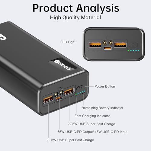 PSOOO 50000mAh Power Bank 65W, Portable Charger,External Battery Pack for Outdoor Camping, Home & Office. Emergency Back-up Power for Smartphones, Tablets and Laptop : Cell Phones & Accessories - Image 4