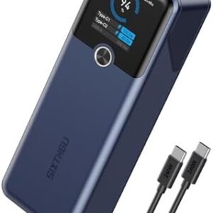 SIXTHGU Laptop Power Bank, 3-Port 20,000mAh Portable Charger with 200W Max Output, PD 3.1 Fast Charging, Flight-Approved for Travel, PowerTower, for MacBook, iPhone 17/16 Series, and More (Blue) : Cell Phones & Accessories