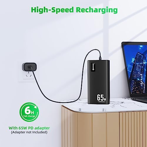PSOOO 50000mAh Power Bank 65W, Portable Charger,External Battery Pack for Outdoor Camping, Home & Office. Emergency Back-up Power for Smartphones, Tablets and Laptop : Cell Phones & Accessories - Image 5