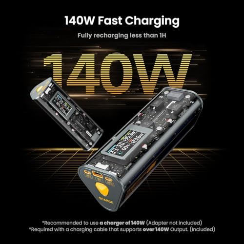 SHARGEEK 170 Power Bank, 140W PD3.1 Portable Charger 24,000mAh/ 86.4Wh High Capacity with Smart Display, 170W Total Output Battery Pack for Laptop MacBook Pro iPhone 17/16/15/ Galaxy S26 : Cell Phones & Accessories - Image 6