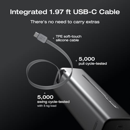 EF ECOFLOW Rapid Pro Power Bank (27650mAh, 300W Max Output, 140W Built-in Cable), 4-Port Portable Charger, TSA-Approved, Up to 320W Recharge, Compatible with MacBook, iPhone 17/16/15, Galaxy, Laptop : Cell Phones & Accessories - Image 4