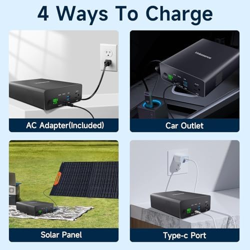 Portable Power Bank with AC Outlet 130W, Rechargeable Backup Lithium Polymer Battery Pack 80000mAh/296Wh High Capacity with USB C Output 100W Power Station for Outdoor Travel Camping Home Emergency : Cell Phones & Accessories - Image 5