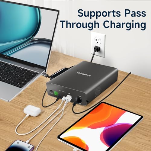 Portable Power Bank with AC Outlet 130W, Rechargeable Backup Lithium Polymer Battery Pack 80000mAh/296Wh High Capacity with USB C Output 100W Power Station for Outdoor Travel Camping Home Emergency : Cell Phones & Accessories - Image 3